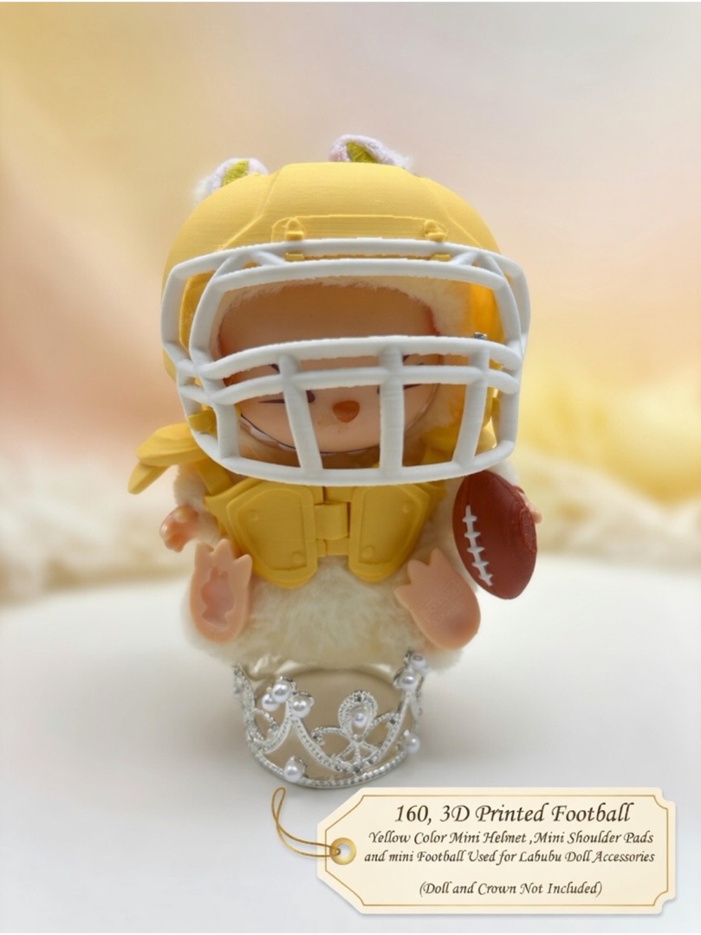 160, 3 Mini Football Accessory Set for Labubu Doll Accessories(No doll,No Crown)